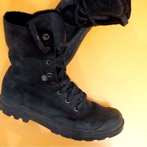 PALLADIUM SHEARLING-LINED BAGGY HI-TOP WINTER BOOTS